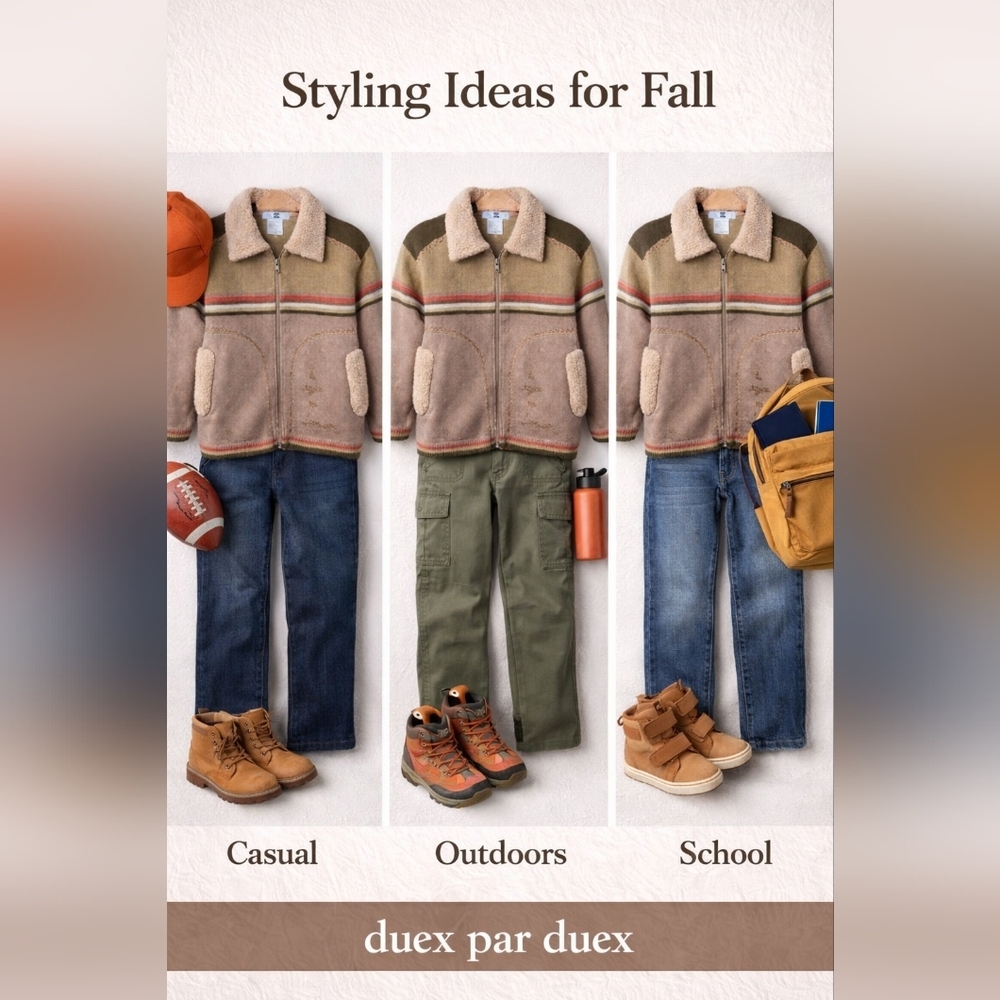 Deux par Deux Boys Sherpa Collar Zip Sweater Size 4 EUC Fall Jacket